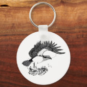 イラストレーションのOsprey onボタンキーリング キーホルダー (正面)