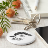 イラストレーションのOsprey onボタンキーリング キーホルダー (側面)