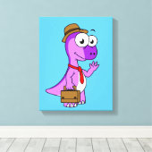 イラストレーションのPachycephalosaurusビジネスマン。 キャンバスプリント (インサイチュ (ウッドフロア))