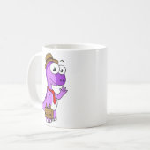 イラストレーションのPachycephalosaurusビジネスマン。 コーヒーマグカップ (正面左)