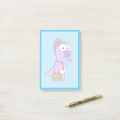 イラストレーションのPachycephalosaurusビジネスマン。 ポストイット (デスク上)