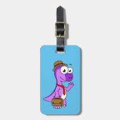 イラストレーションのPachycephalosaurusビジネスマン。 ラゲッジタグ (正面縦)