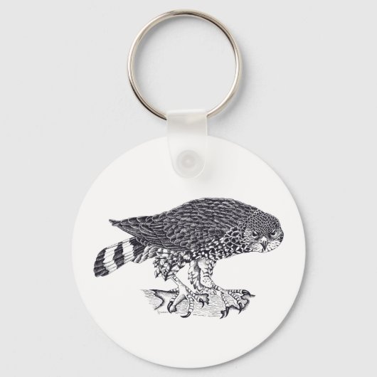 イラストレーションのSparrow Hawk on buttonキーリング キーホルダー (正面)