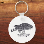 イラストレーションのSparrow Hawk on buttonキーリング キーホルダー (正面)