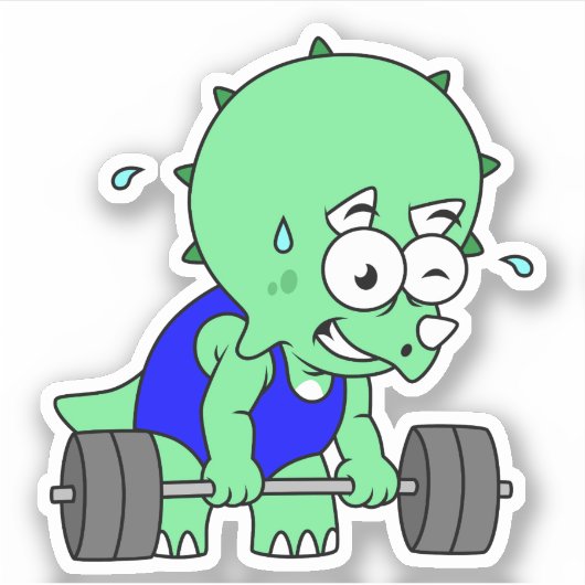 イラストレーションのTriceratopsの重量を持ち上げる。 シール (正面)