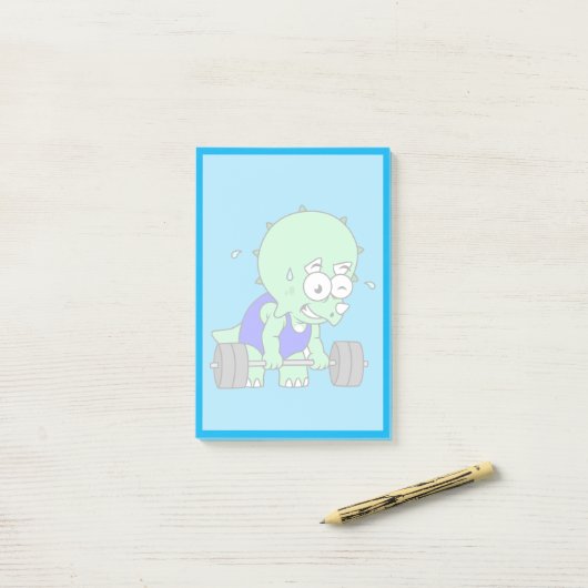 イラストレーションのTriceratopsの重量を持ち上げる。 ポストイット (デスク上)