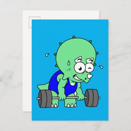 イラストレーションのTriceratopsの重量を持ち上げる。 ポストカード (正面/裏面)