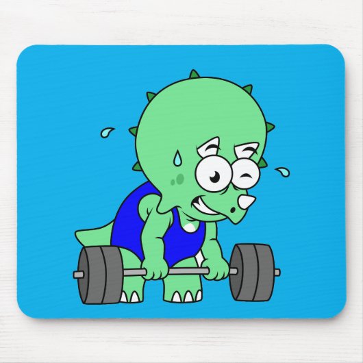 イラストレーションのTriceratopsの重量を持ち上げる。 マウスパッド (正面)