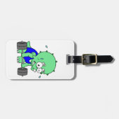 イラストレーションのTriceratopsの重量を持ち上げる。 ラゲッジタグ (正面横)