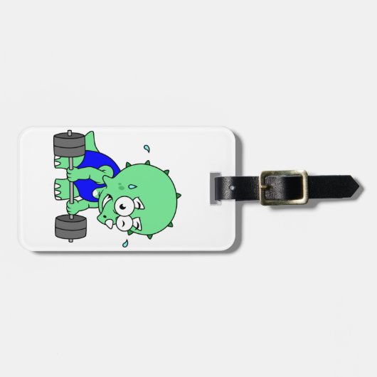 イラストレーションのTriceratopsの重量を持ち上げる。 ラゲッジタグ (正面横)