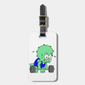 イラストレーションのTriceratopsの重量を持ち上げる。 ラゲッジタグ (正面縦)