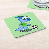 イラストレーションはパラショロフォス遊のサッカー。 スクエアペーパーコースター (アングル)