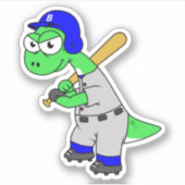 イラストレーションはブロントサウルス野球選手。 シール (正面)