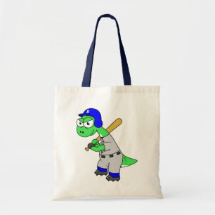 イラストレーションはブロントサウルス野球選手。 トートバッグ