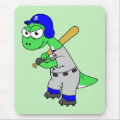 イラストレーションはブロントサウルス野球選手。 マウスパッド (正面)