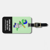 イラストレーションはブロントサウルス野球選手。 ラゲッジタグ (正面横)