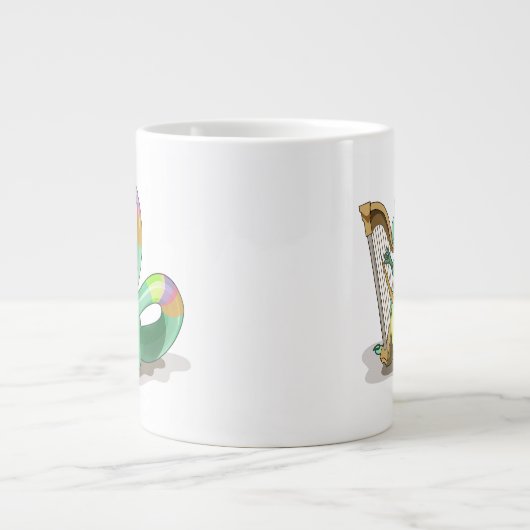 イラストレーションはプラテ遊オサウルスの竪琴。 ジャンボコーヒーマグカップ (正面)