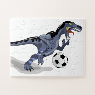 イラストレーションはラプター恐竜遊のサッカー。 ジグソーパズル