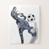イラストレーションはラプター恐竜遊のサッカー。 ジグソーパズル (縦)