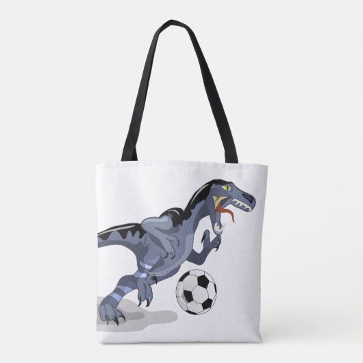 イラストレーションはラプター恐竜遊のサッカー。 トートバッグ (裏面)