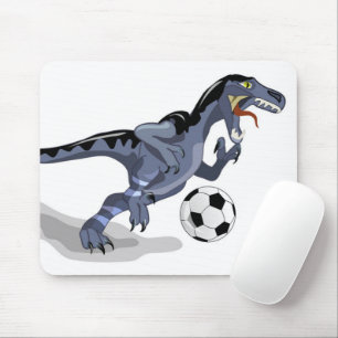 イラストレーションはラプター恐竜遊のサッカー。 マウスパッド