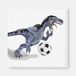 イラストレーションはラプター恐竜遊のサッカー。 マグネット