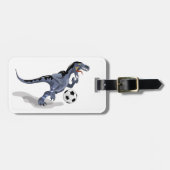 イラストレーションはラプター恐竜遊のサッカー。 ラゲッジタグ (正面横)