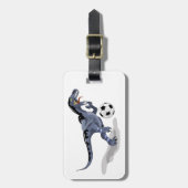 イラストレーションはラプター恐竜遊のサッカー。 ラゲッジタグ (正面縦)