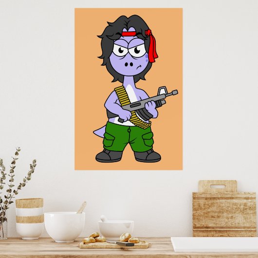 イラストレーションは気管支索張でランボの服を着ている。 ポスター (キッチン)