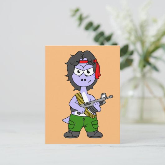 イラストレーションは気管支索張でランボの服を着ている。 ポストカード (スタンド正面)