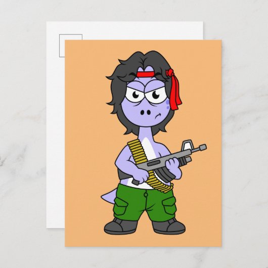 イラストレーションは気管支索張でランボの服を着ている。 ポストカード (正面/裏面)