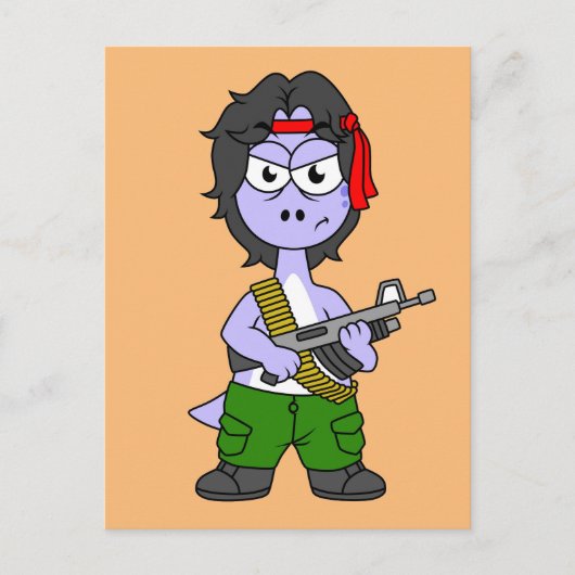 イラストレーションは気管支索張でランボの服を着ている。 ポストカード (正面)