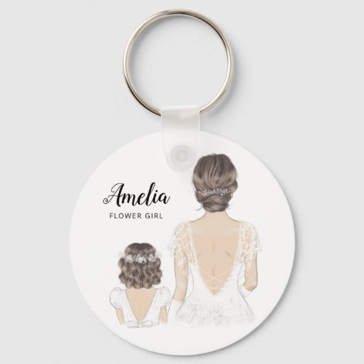 イラストレーションは私の花の女の子キーリング キーホルダー (正面)