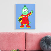 イラストレーションはAllosaurusレースカーのドライバー。 キャンバスプリント (インサイチュ (リビング))