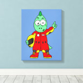 イラストレーションはAllosaurusレースカーのドライバー。 キャンバスプリント (インサイチュ (ウッドフロア))