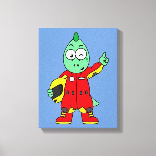 イラストレーションはAllosaurusレースカーのドライバー。 キャンバスプリント (正面)