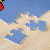 イラストレーションはAllosaurusレースカーのドライバー。 ジグソーパズル (側面)