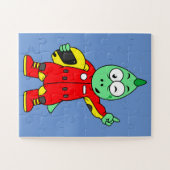 イラストレーションはAllosaurusレースカーのドライバー。 ジグソーパズル (横)