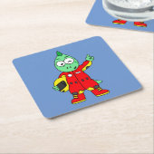 イラストレーションはAllosaurusレースカーのドライバー。 スクエアペーパーコースター (アングル)