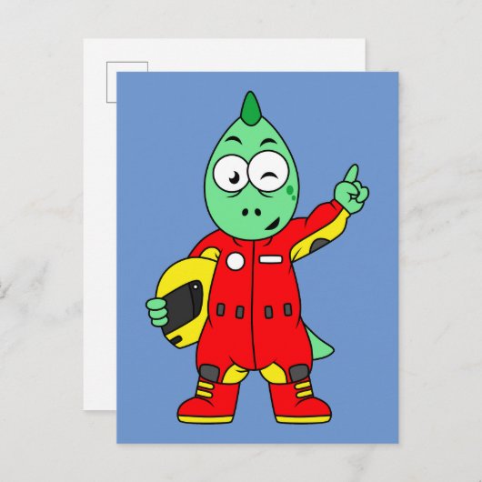 イラストレーションはAllosaurusレースカーのドライバー。 ポストカード (正面/裏面)