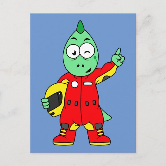 イラストレーションはAllosaurusレースカーのドライバー。 ポストカード (正面)