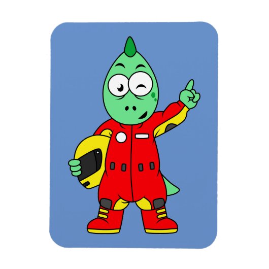 イラストレーションはAllosaurusレースカーのドライバー。 マグネット (縦)