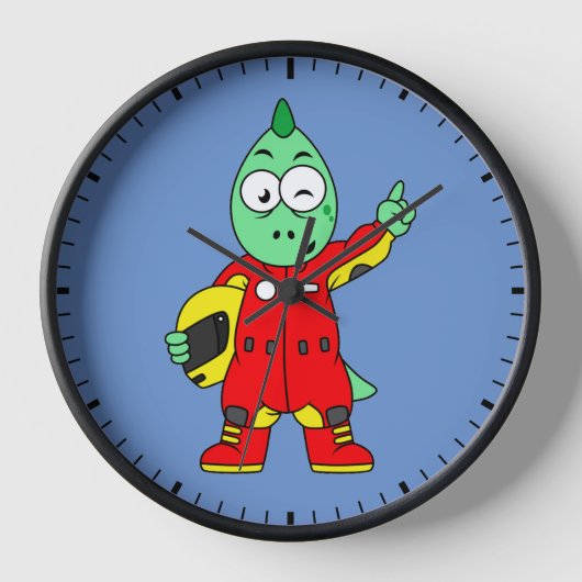 イラストレーションはAllosaurusレースカーのドライバー。 壁時計 (正面)