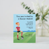 イラストレーションを含む女の子のサッカーの招待状 招待状 (スタンド正面)