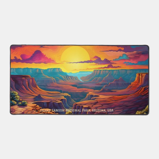 イラストレーションオブグランドキャニオンナショナルパークサンセット デスクマット (正面)