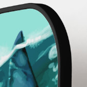 イラストレーションカスタムモノグラムシャーク ピックルボールラケット (左詳細)