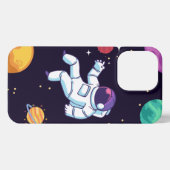 イラストレーションカラフル宇宙飛行士iPhoneケース13pro iPhoneケース (裏面横)