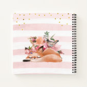 イラストレーションガーリー金ゴールドグリッターピンクフローラ日記 ノートブック (裏面)