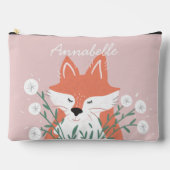 イラストレーションキツネの香りパーソナライズされた花 アクセサリーポーチ (正面)