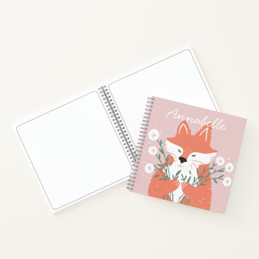 イラストレーションキツネの香りパーソナライズされた花 ノートブック (内部)